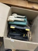Box of assorted tools and two fabory oil cans