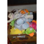 Box of assorted cuddly toys