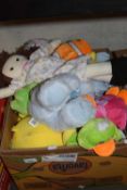 Box of assorted cuddly toys