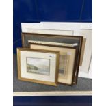 Mixed Lot: Pair of picture frames, framed coloured map, an engraving of Portsmouth Harbour and a