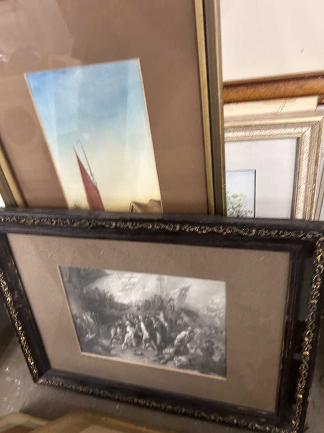 Beach scene by S R Watson dated 1920?, framed and glazed together with a quantity of other pictures - Image 6 of 11