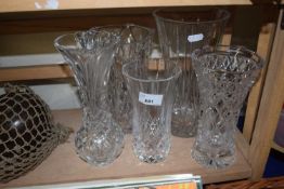 Crystal vase and four others similar