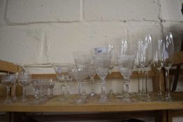 Quantity of glass ware to include cut glass wine glasses, champagne flutes and others