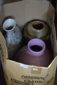Large lavender coloured pottery vase and two others