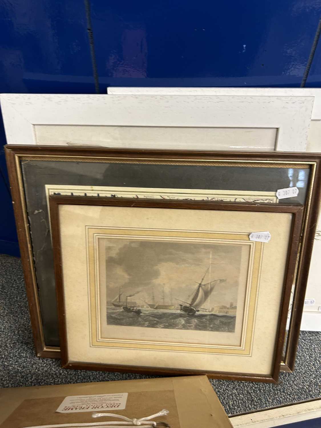 Mixed Lot: Pair of picture frames, framed coloured map, an engraving of Portsmouth Harbour and a - Image 2 of 4