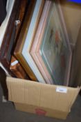 Box of assorted prints and frames