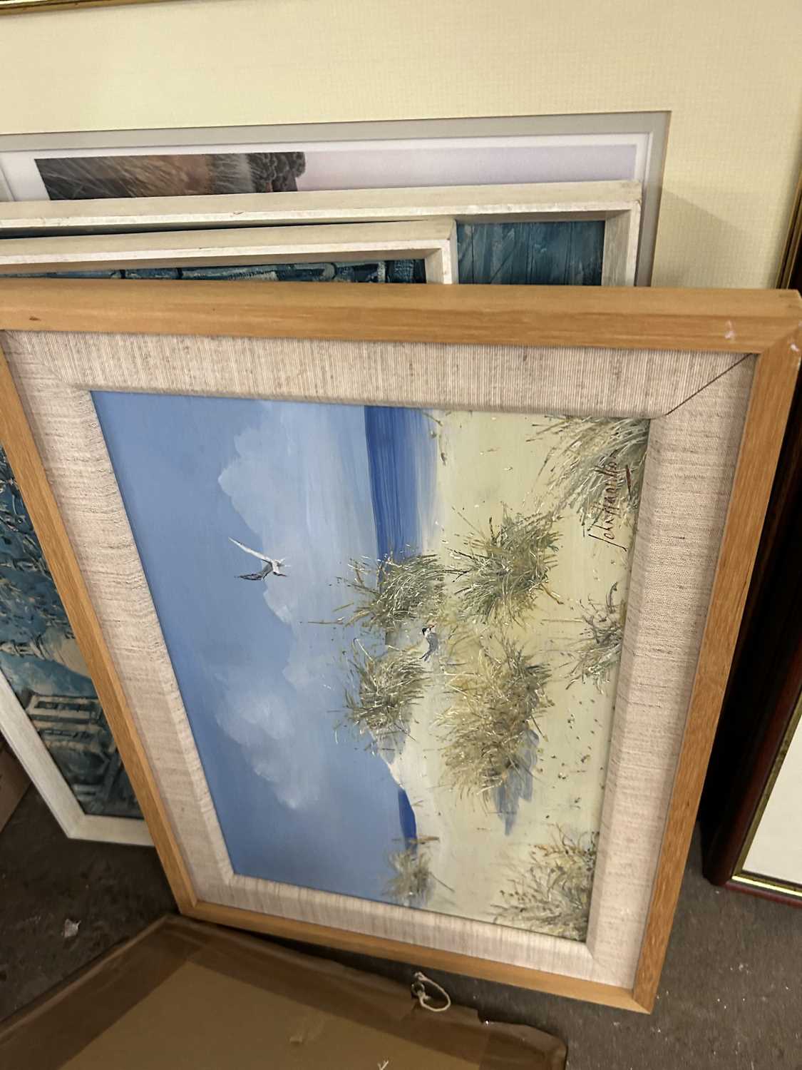 Gulls in the Sand Dunes by John Hamilton, framed together with a group of other pictures and prints - Image 2 of 5