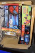 A quantity of assorted Spiderman and other toys