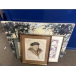 Mixed Lot: 19th Century coloured engraving, Glamms House, watercolour study of flowers, coloured
