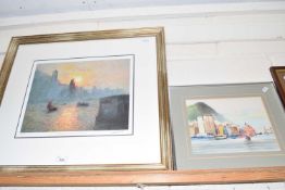 Victoria Harbour at Sundown, by Luiming?, reproduction print, 55 out of 300, framed and glazed