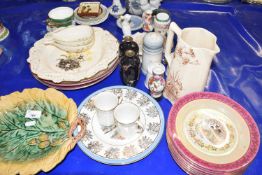 Mixed Lot: Pair of small cloisonne vases (chipped), various decorated plates, vases, ornaments etc