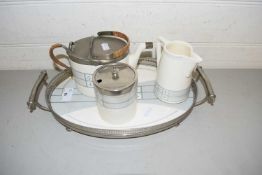 Porcelain and metal mounted tea set with tray