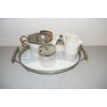 Porcelain and metal mounted tea set with tray