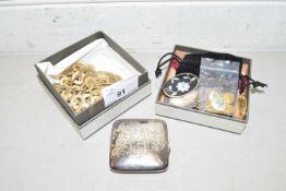 Mixed Lot: Various assorted costume jewellery, powder compact etc