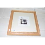 Bride and groom bathing in a top hat, limited edition print 7 out of 288, glazed in pine frame
