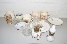 Mixed Lot: Various royalty ceramics, small oil lamps and other items