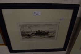 Fishermen at Sea with Lobster Pots, engraving, unsigned, framed and glazed