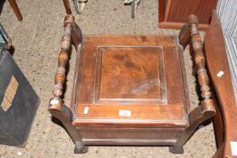 19th Century hardwood box commode with original fittings