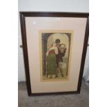 Coloured chromolithograph print, Wedded, framed and glazed