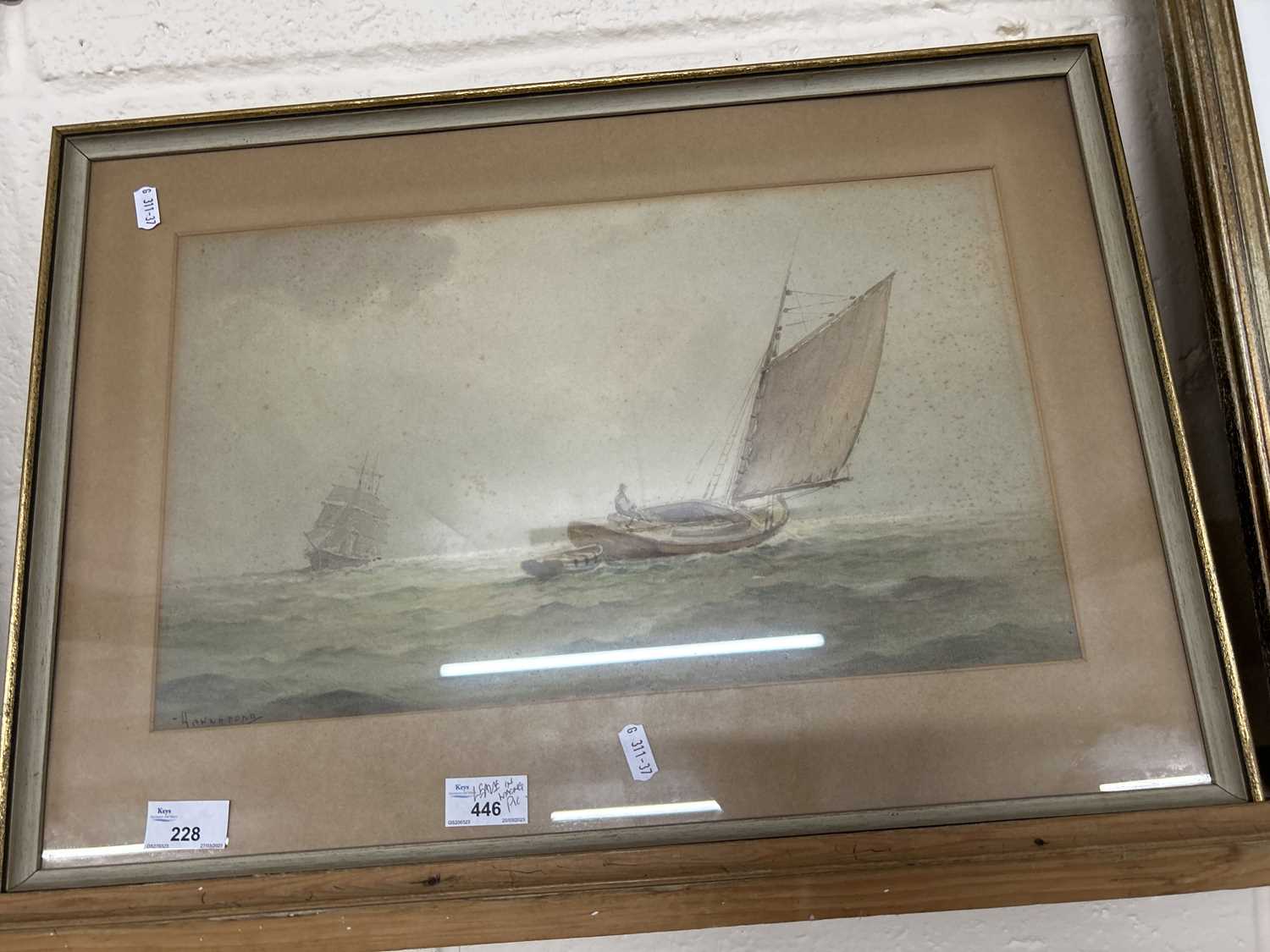 Hannaford study of a shipping scene, watercolour,framed and glazed - Image 2 of 2