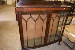Edwardian mahogany bow front china display cabinet on ball and claw feet