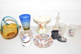 Mixed Lot: Glass and ceramics to include a Wadeheath vase decorated with a windmill, Art Glass bowl,