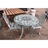 Aluminium garden table and two chairs
