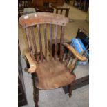 Victorian elm seated windsor chair