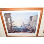 Seaport with the embarkation of the Queen of Shebar, Claude 1660-1682, reproduction print, framed