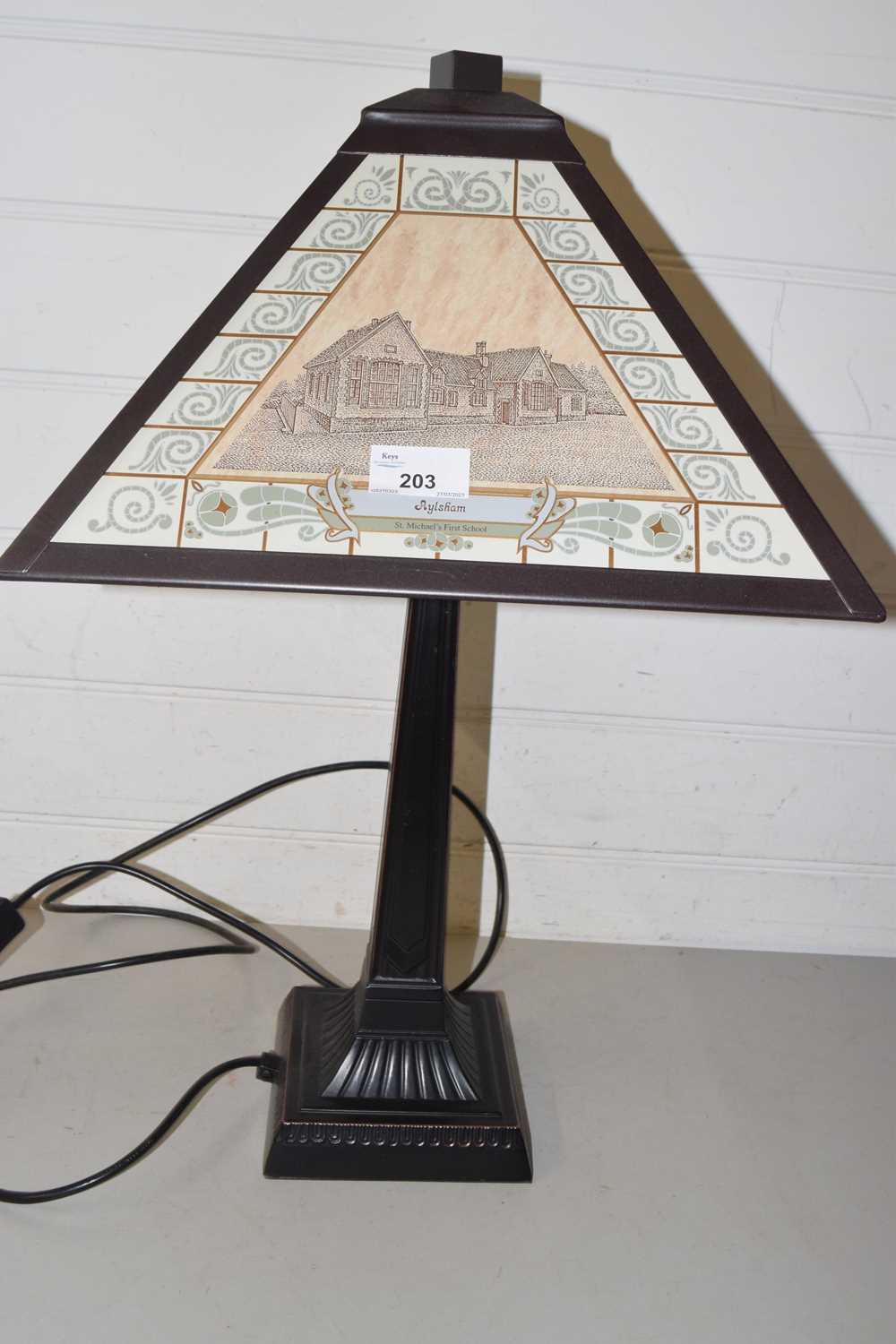 Modern table lamp decorated with scenes of Aylsham - Image 2 of 2