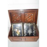 Mixed Lot: Two Victorian papier mache and mother of pearl inlaid small folders together with a olive