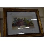 Still life study of a rose by H Gronland, watercolour, framed and glazed