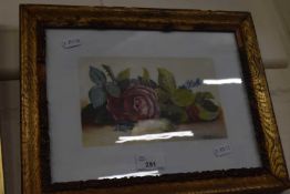 Still life study of a rose by H Gronland, watercolour, framed and glazed