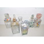 Mixed Lot: Various floral decorated decanters and jars