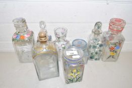 Mixed Lot: Various floral decorated decanters and jars