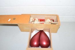 Vintage wooden engine construction kit together with a heart shaped ornament
