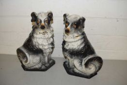 Pair of pottery dogs