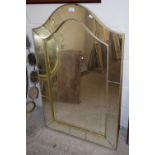 Modern arched bevelled wall mirror, 112cm high