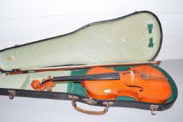 20th Century cased violin marked 'The Stentor Student Mk II' together with case and bow