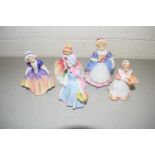 Collection of five various small Royal Doulton figurines