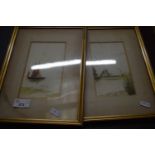 Pair of watercolours by S L Palmer, framed and glazed