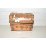 20th Century copper and brass mounted desk letter box in the Arts & Crafts style