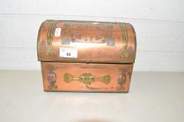 20th Century copper and brass mounted desk letter box in the Arts & Crafts style