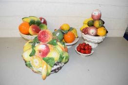 Collection of various ceramic fruit models