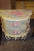 Rose decorated two drawer bedside cabinet