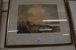 Boat at shore, indistinctly signed dated 1988, watercolour, framed and glazed