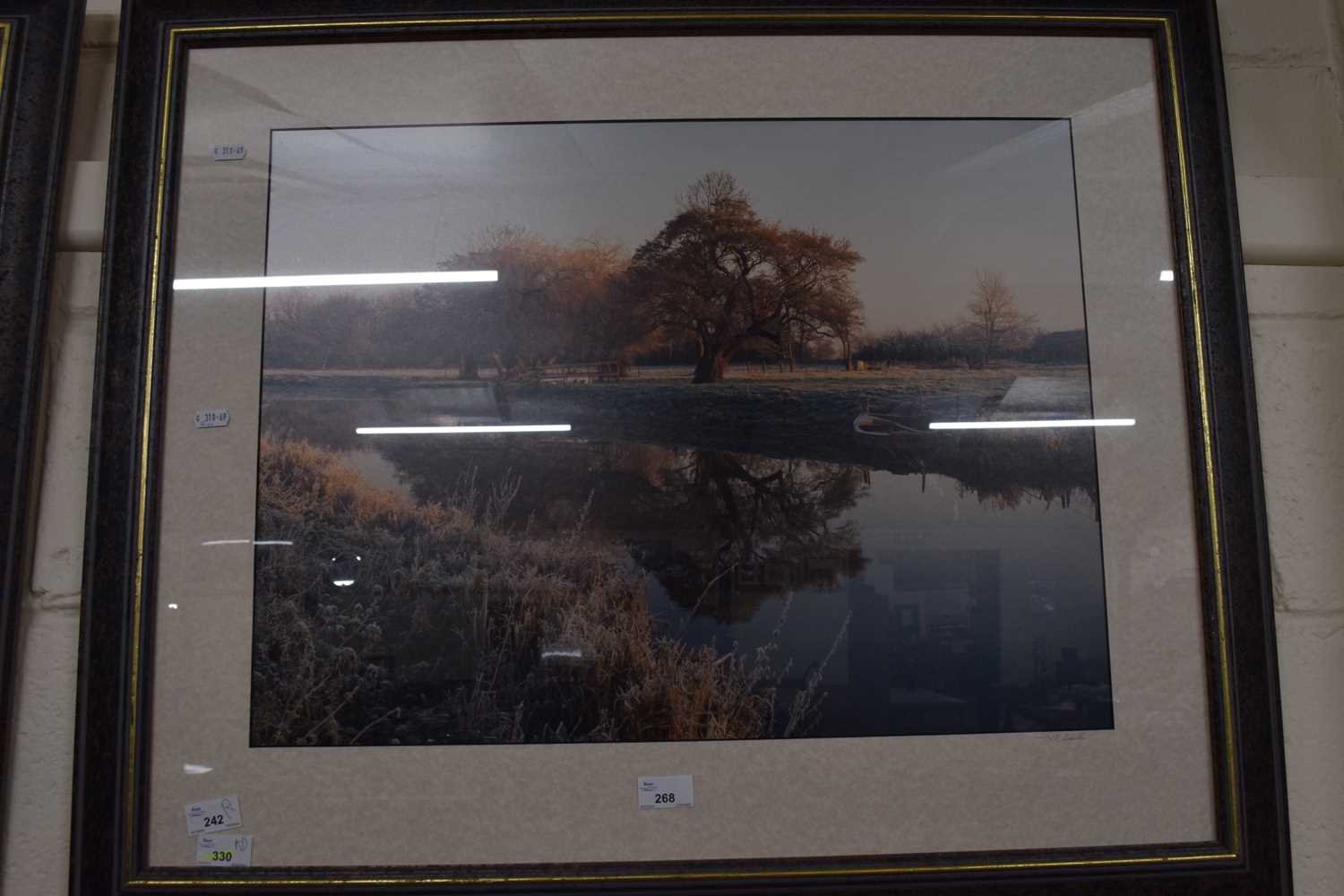 Reproduction photograph of a Broadland scene by N E Smith, framed and glazed