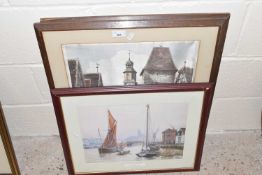 Leaving Harbour by Mick Bensley, reproduction print, glazed and framed together with a pair of