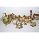 Mixed Lot: Various brass wares to include tankard, vases, cow bell, etc