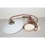 Vintage rise and fall light fitting with milk glass shade